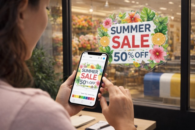 Vitrophanie et covering de vitrine — conception et impression sur mesure