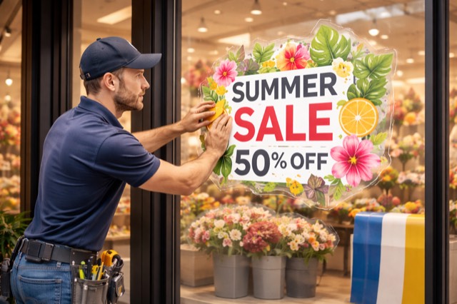 Vitrophanie événementielle et habillage temporaire de vitrine